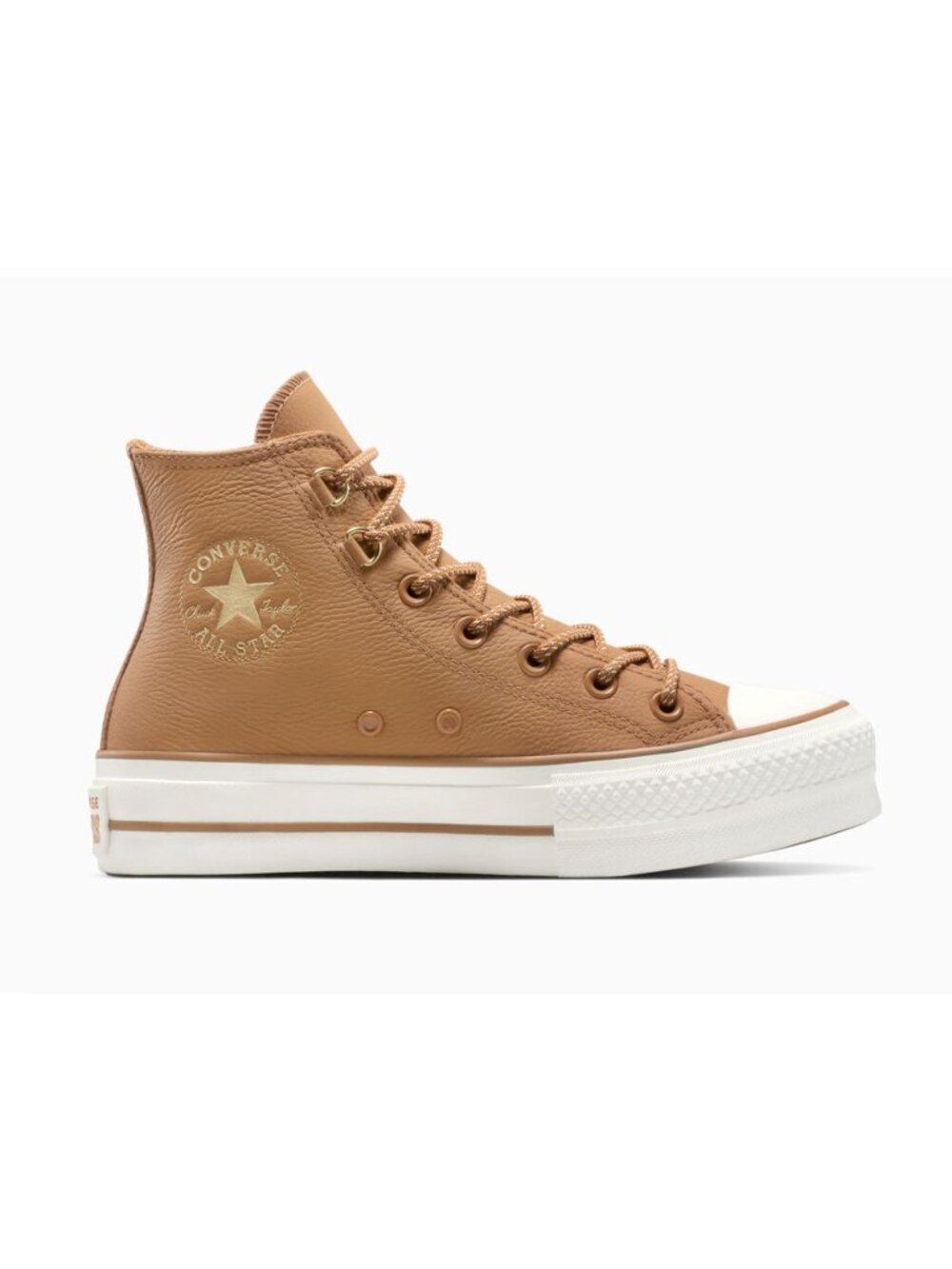 Converse Womens All Star Lift Platform Leather A14518C Sneakers 8.5 Beige AN EXC
